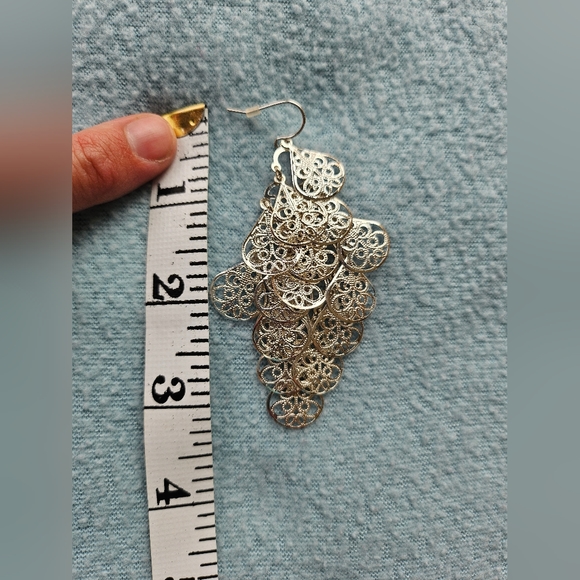 Avon Filigree Chandelier Pierced Earrings, Silvertone, NIB - Picture 7 of 11